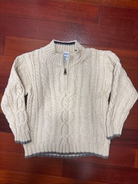 Old Navy Cream Cable-Knit Quarter-Zip Sweater with Gray Trim